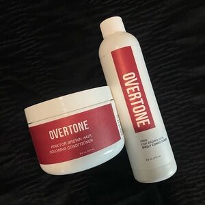 Overtone pink hair color mask and conditioner